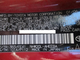 2006 TOYOTA PRIUS RED 1.5L AT Z16245